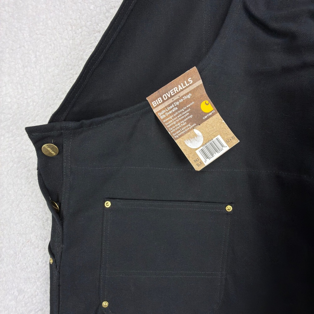 Carhartt Quilt Lined Zip-To-Thigh‎ Bibs Overalls Mens 52x30 R41 BLK Black NWT